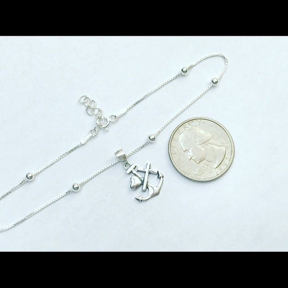 Sterling Silver Anchor Cross Anklet - Picture 3 of 5